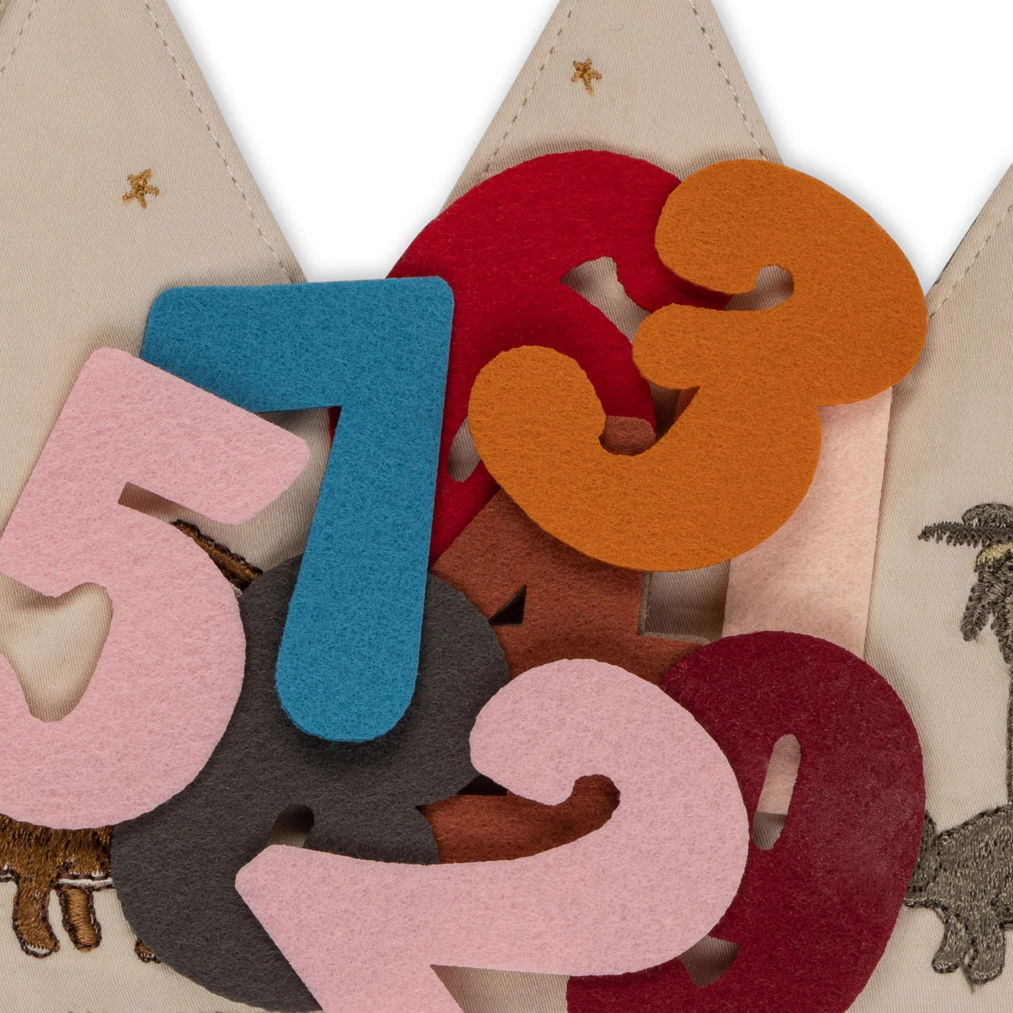 Verjaardagskroon Dino - Nummer 1 t/m 9 - Katoen - Konges Sløjd - letters close up