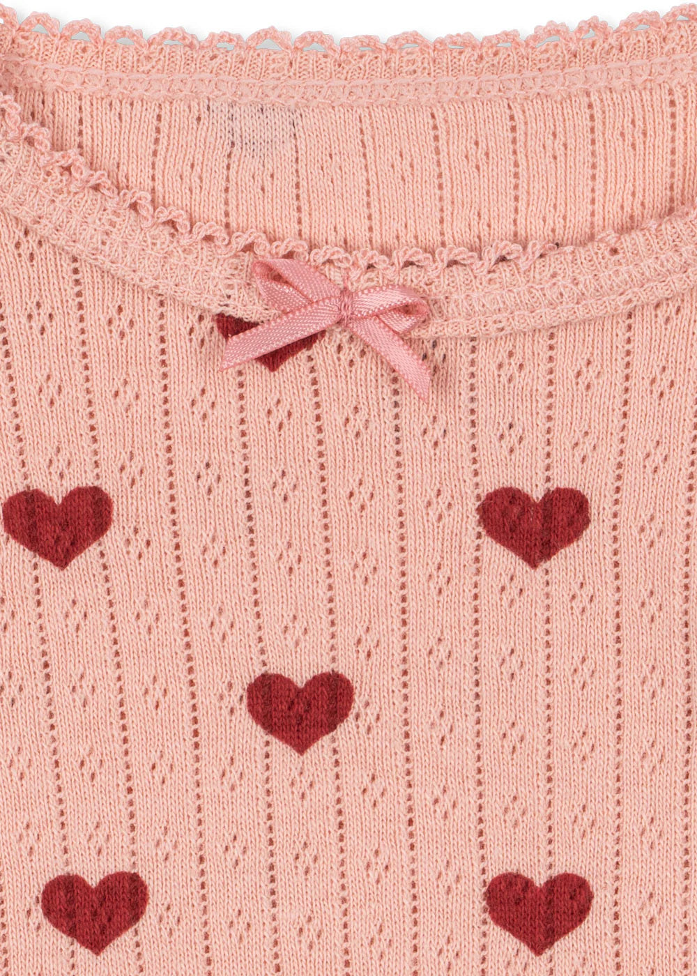 Minnie Romper - Amour Red with Red Hearts - Pointelle - Organic Cotton - GOTS - Konges Sløjd