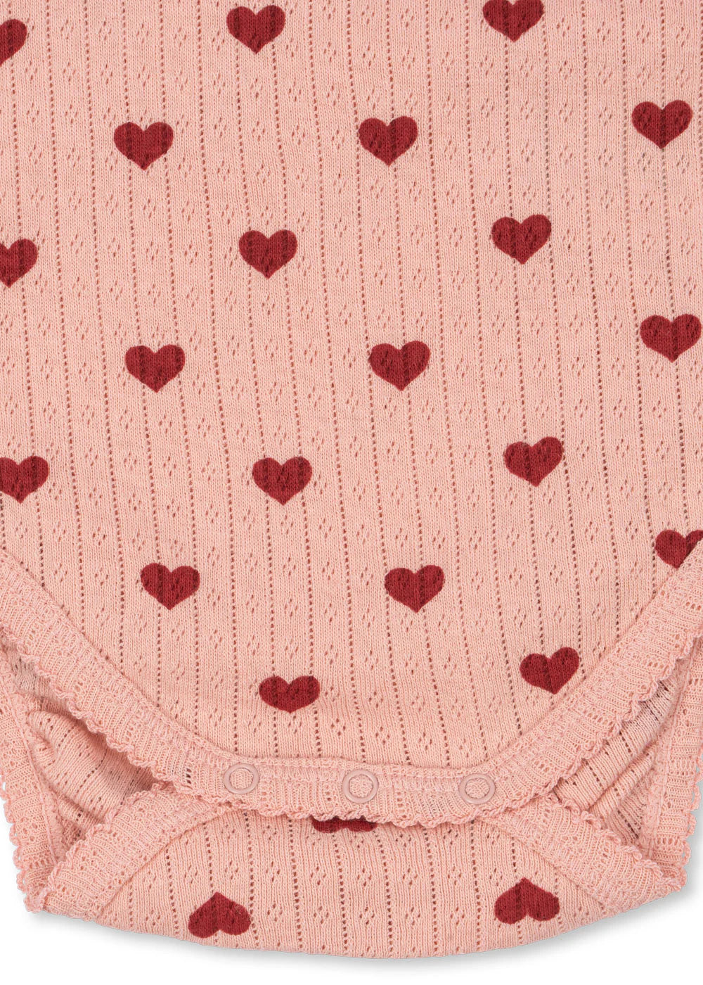 Minnie Romper - Amour Red with Red Hearts - Pointelle - Organic Cotton - GOTS - Konges Sløjd