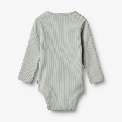 Wheat - Rib Body L/S Spencer - Rainy sky - Romper - Biologisch katoen