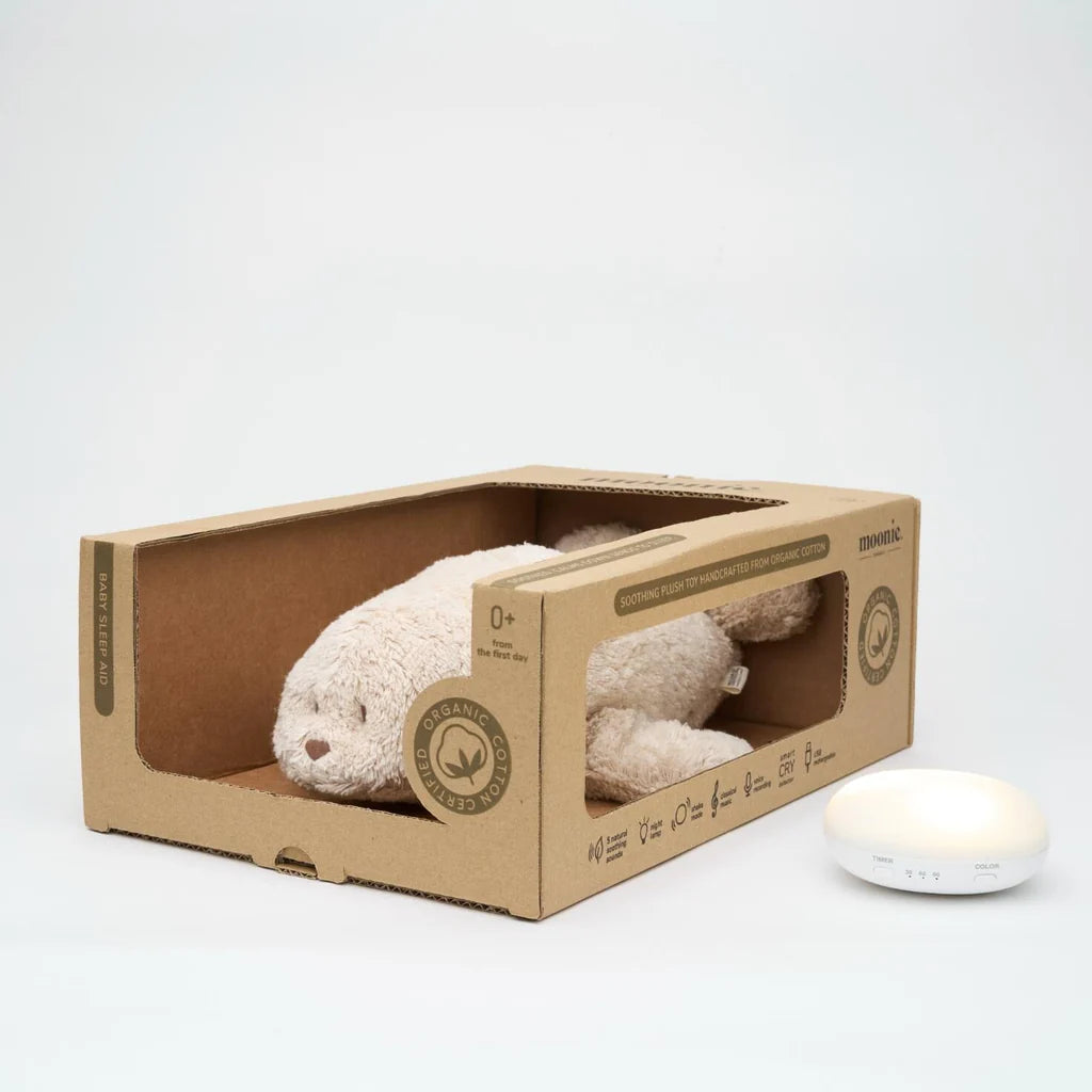 Kuscheltier mit Herzschlag & White Noise - The Humming Bunny 2.0 - Bio GOTS Baumwolle - Moonie