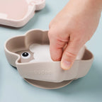 Suction cup plate Sheep - Silicone Stick&Stay bowl - Sheepy - Sand - Done by Deer