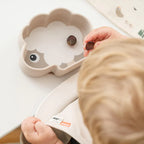 Suction cup plate Sheep - Silicone Stick&Stay bowl - Sheepy - Sand - Done by Deer