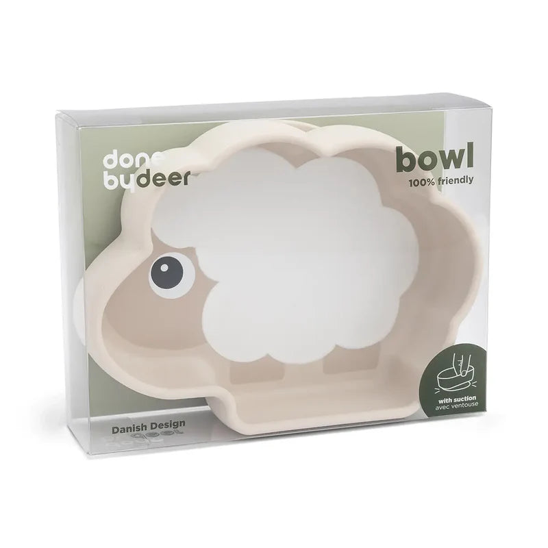 Suction cup plate Sheep - Silicone Stick&Stay bowl - Sheepy - Sand - Done by Deer