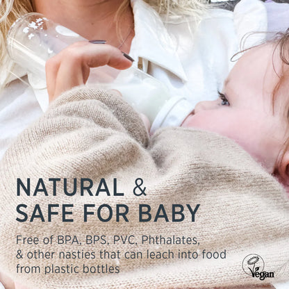 Glas-Babyflasche - Naturkautschuk - Standardhals-Babyflasche - 120 ml - 0-6 Monate - Hevea