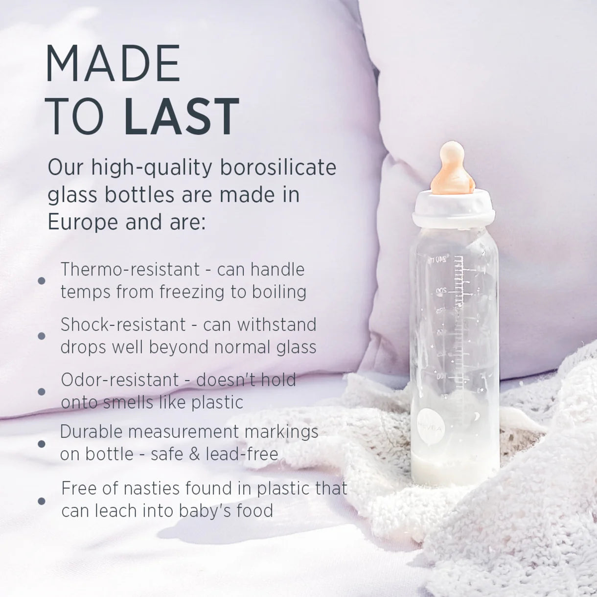 Glas-Babyflasche - Naturkautschuk - Standardhals-Babyflasche - 120 ml - 0-6 Monate - Hevea