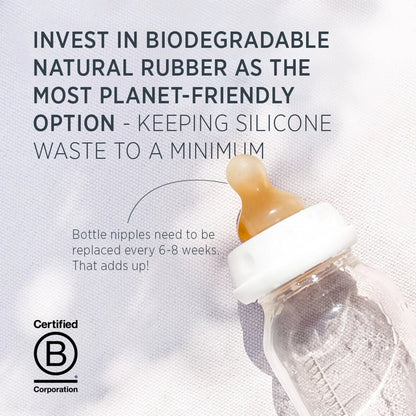 Glas-Babyflasche - Naturkautschuk - Standardhals-Babyflasche - 120 ml - 0-6 Monate - Hevea