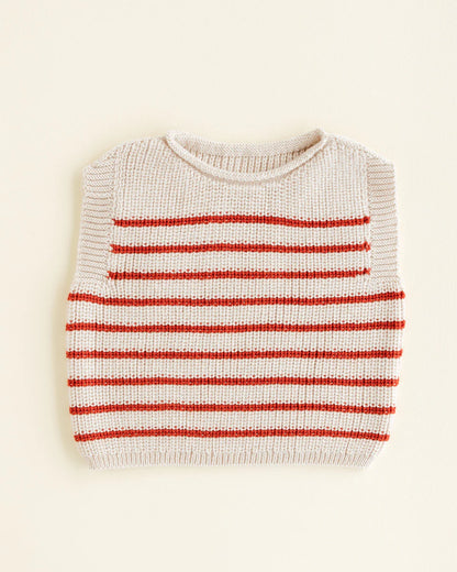 Vest Harvey - Gestreift - Spencer/Pullunder - Merinowolle - HVID