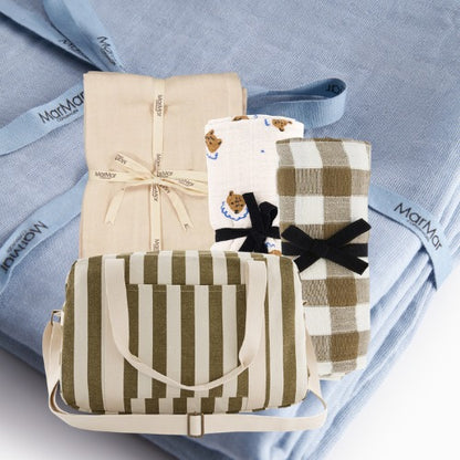 Hydrophilic cloth Bianca - Vichy Nutria/Olive Green - Muslin cotton - Rose in April