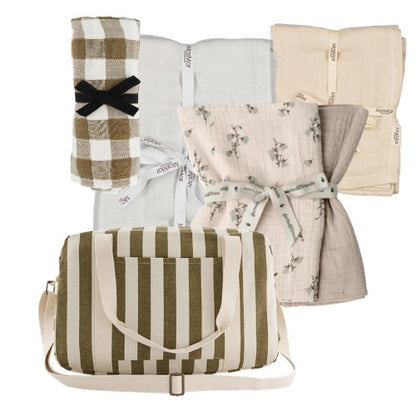 Hydrophilic cloth Bianca - Vichy Nutria/Olive Green - Muslin cotton - Rose in April