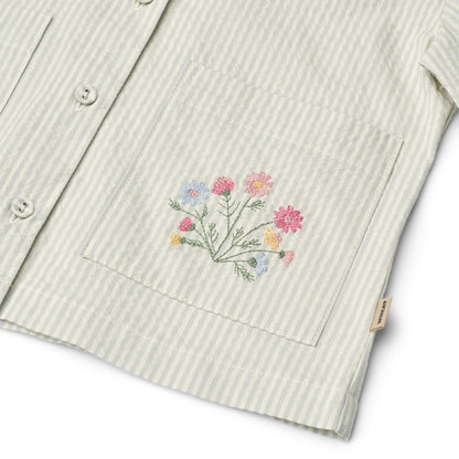 Wheat - Overshirt Embroidery Ghita - Overhemd top - 100% biologisch katoen close up