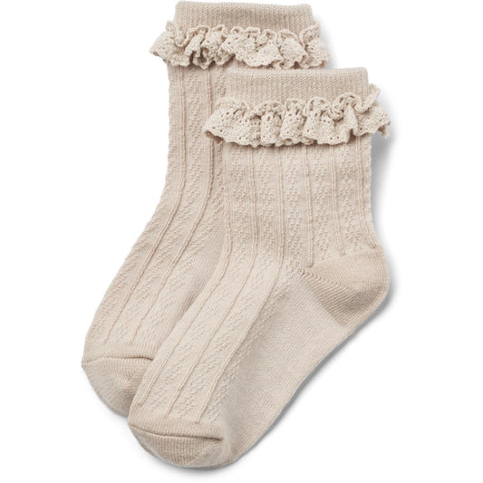 Wheat - Wool Lace Socks Nora - Wollen baby sokken - Wol mix - beige