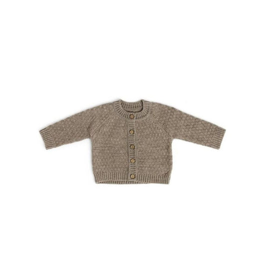 Knitted cardigan - Square knit - Merino wool - Brown - Smallstuff