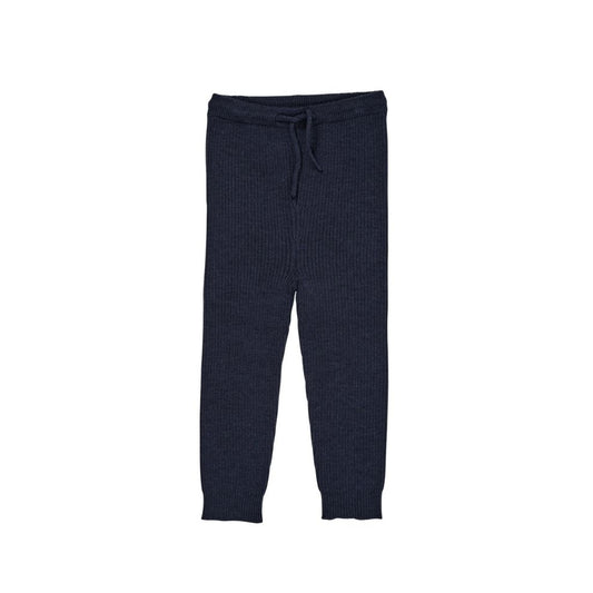 Knitted Baby Trousers - Merino Classic Rib Leggings - Merino Wool - Navy Blue - Copenhagen Colors