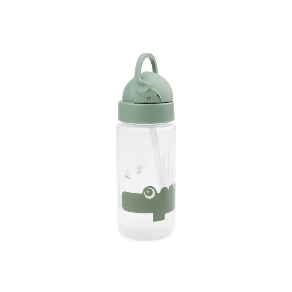 Drinkfles met rietje - Straw bottle - Happy Clouds - Croco/Green - 350 ml - Done by Deer - productfoto - afbeelding 3
