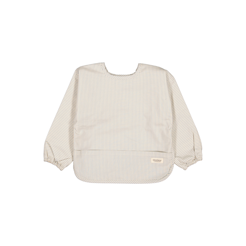 Slabbetje met lange mouwen - Apron LS - Blue stone stripe - Biologisch katoen - MarMar Copenhagen