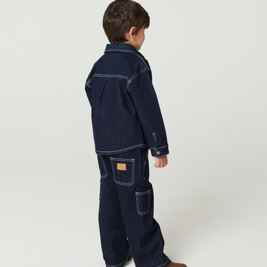 Wijde spijkerbroek - Organic Pocket Jeans wide fit - 100% biologisch Raw Denim - Copenhagen Colors - met jongen en  spijkerblouse