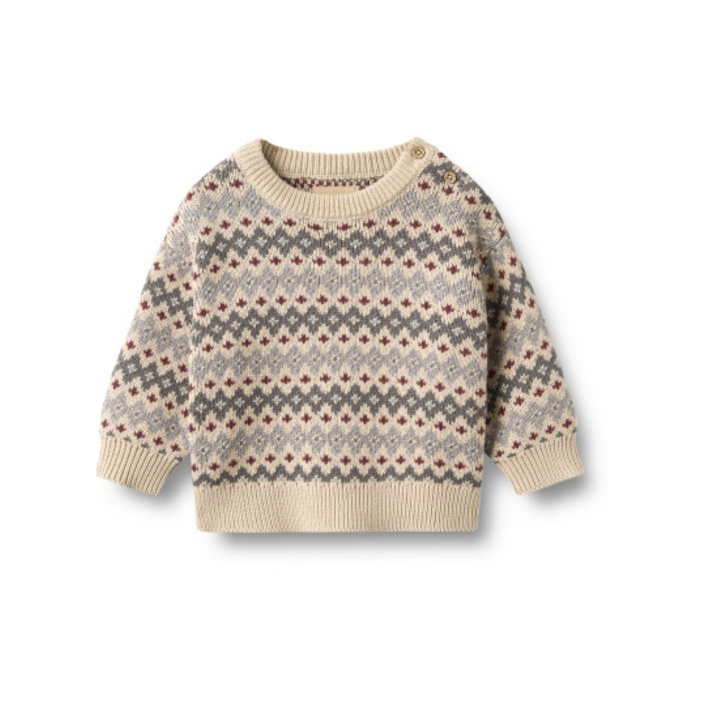 Jacquard trui Harlow - Biologisch katoen - Blue - Wheat