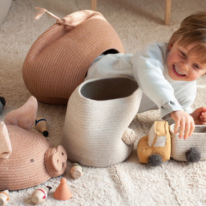 Basket Peggy the Pig – Opbergmand varken – Rose – Ø 32 × 30 cm – Lorena Canals