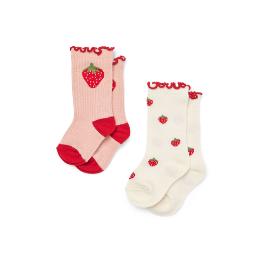 Sokken Vigga - Wit/roze - Katoenmix - 2 pack - Flöss