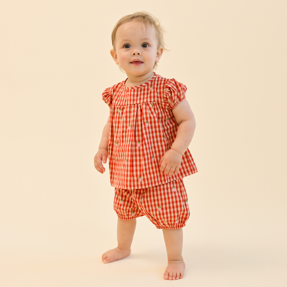 Baby set Molly - Cotton - Red/pink - Strawberries - Flöss