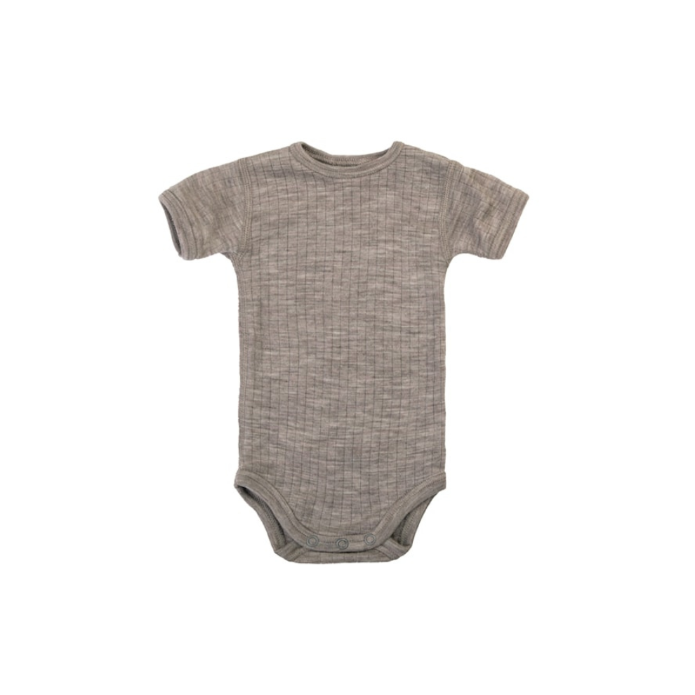 Romper korte mouw - Merino wol - Bruin/Sesam - Joha