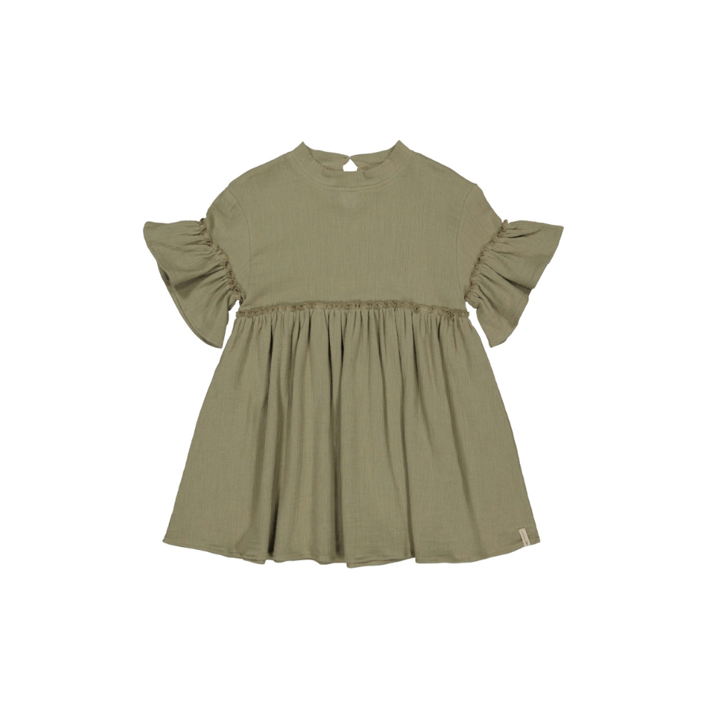 Jurkje korte mouw - Mousseline katoen - Khaki groen - Levv Labels
