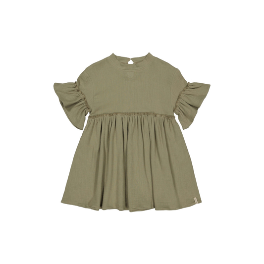 Jurkje korte mouw - Mousseline katoen - Khaki groen - Levv Labels