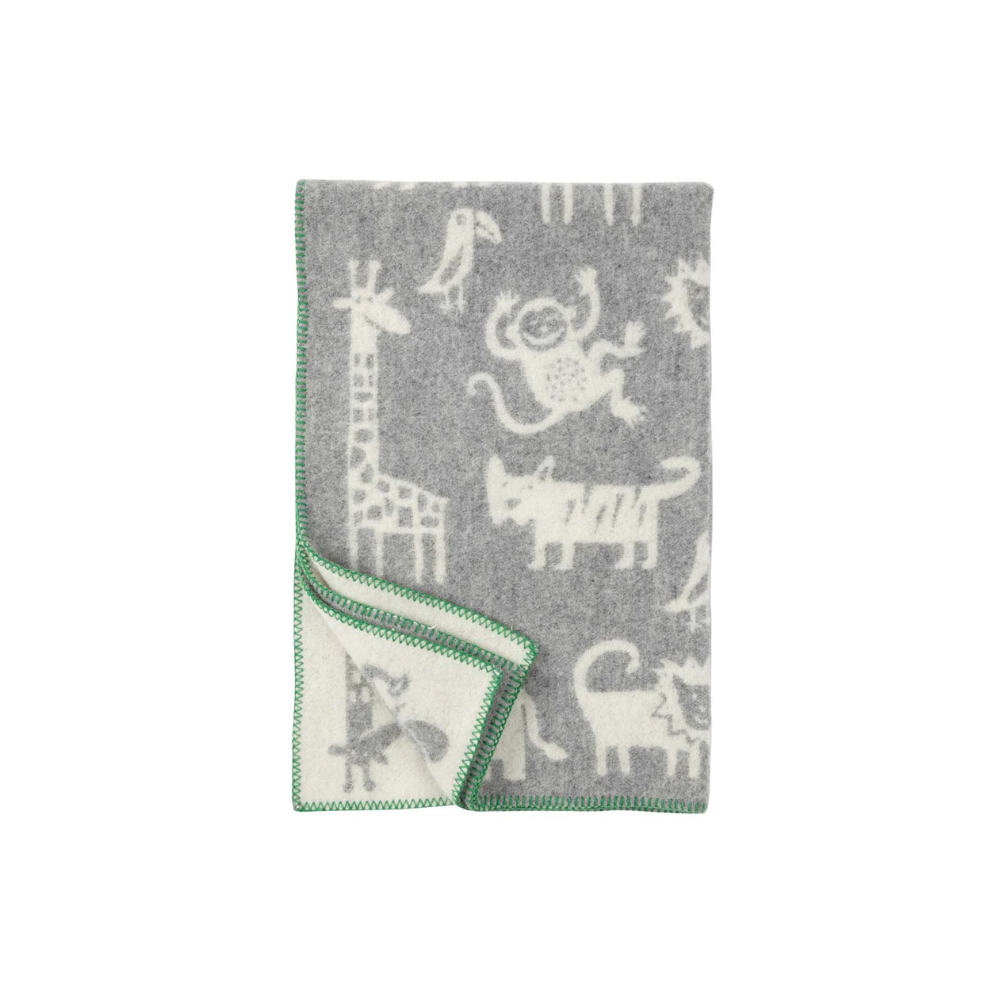 Crib blanket Jungle - Organic wool - 90x130 cm - Klippan