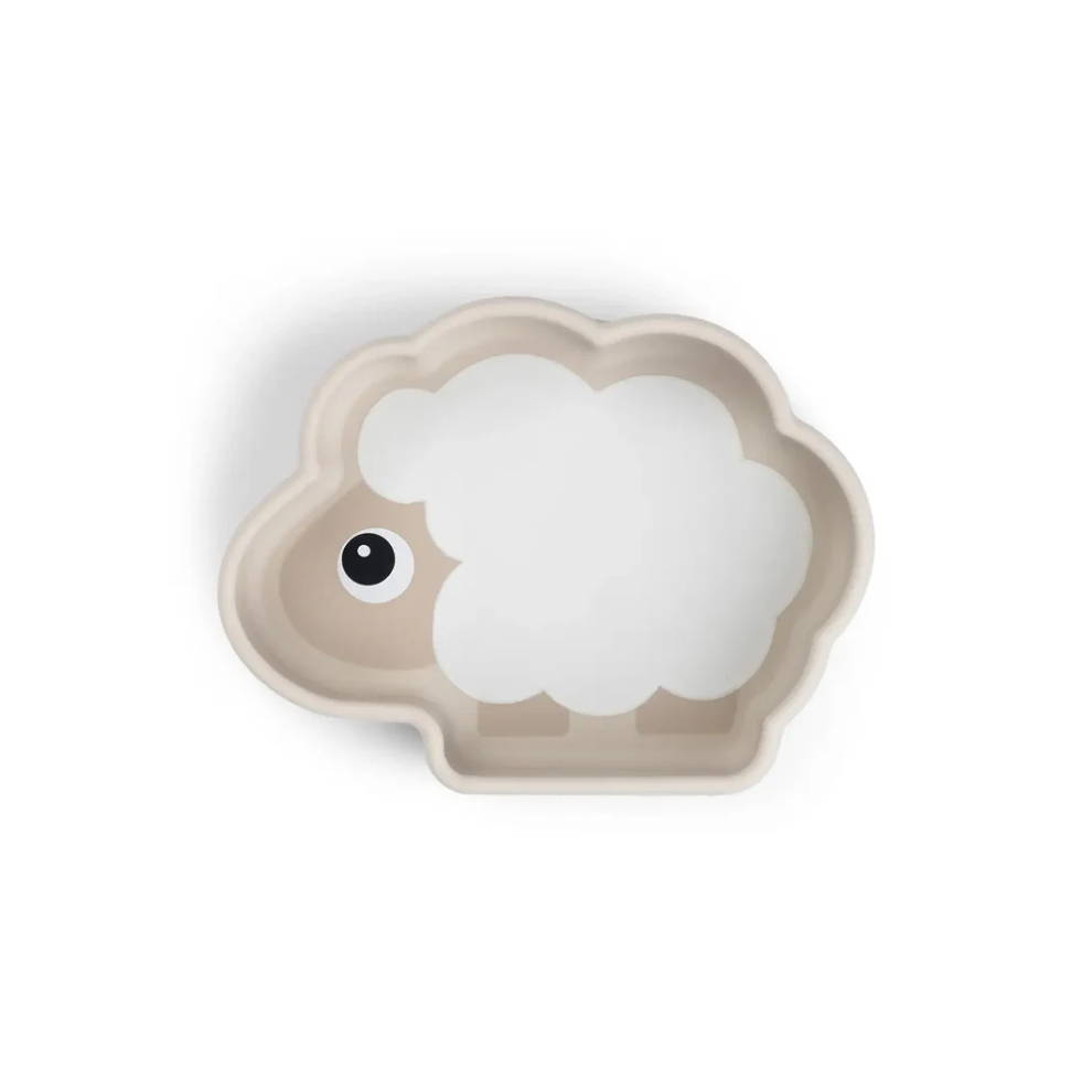 Saugnapf-Teller Schaf - Silikon Stick&Stay Schale - Sheepy - Sand - Done by Deer