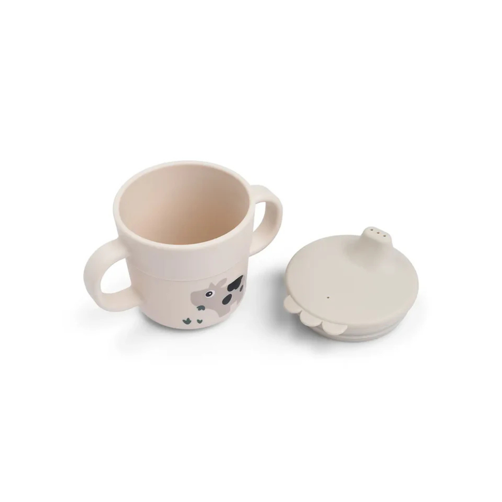 Übungsbecher - Zwei Griffe - Foodie Schnabeltasse - Tiny Farm - Sand - Done by Deer