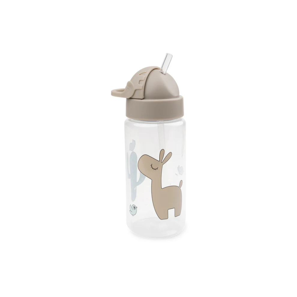 Drinkfles met rietje - Straw bottle - Tiny farm - Sand/Lalee - 350 ml - Done by Deer - productfoto