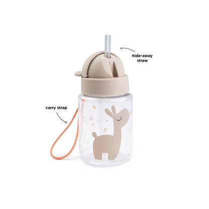 Drinking bottle with straw - Straw bottle - Celebration - Sand - 280 ml - Done by Deer