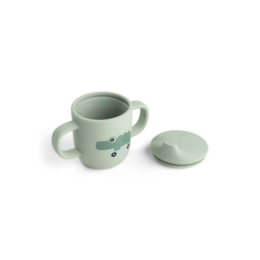 Siliconen drinkbeker met 2 handvatten - Tuitbeker - Croco - Green - Done by Deer