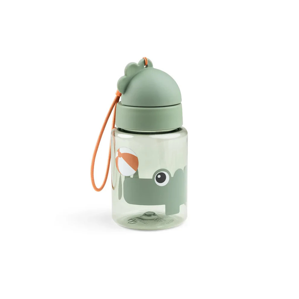 Drinkfles met rietje - Straw bottle - Playground - Croco/Green - 280 ml - Done by Deer - productfoto