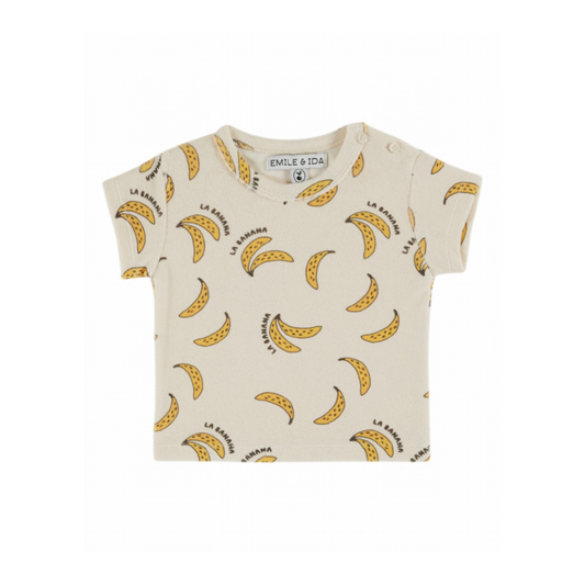 Top badstof - Tee Shirt Eponge - Biologisch katoen mix - Bananen/Off white - Emile et Ida