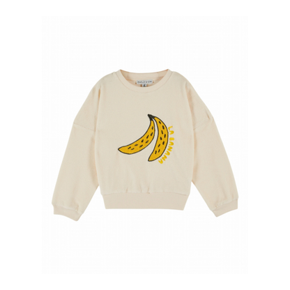 Sweater - Sweat Brode Banana - Katoenmix - Creme/Off White - Emile et Ida