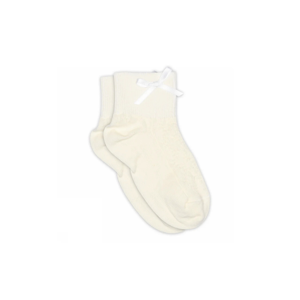 Pointelle socks with bow - Una short sock bow - MP Denmark
