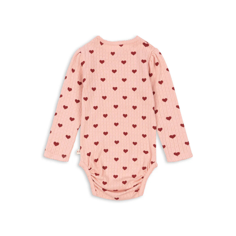 Minnie Romper - Amour Red with Red Hearts - Pointelle - Organic Cotton - GOTS - Konges Sløjd
