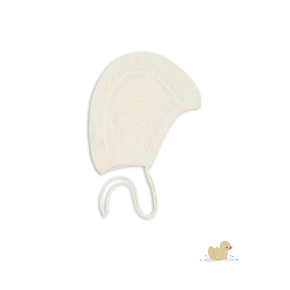 Venti Hat - Antique White - Pointelle Bonnet - Organic Cotton - GOTS - Konges Sløjd