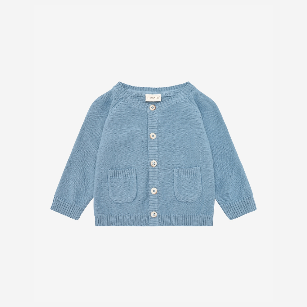 Fixoni Gebreid Baby Vestje - Biologisch Katoen - Knit Cardigan - Mountain Spring - GOTS - Fixoni - productfoto