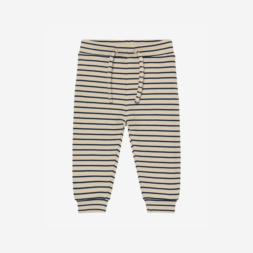 Striped Pants - Rib Stripe Pants - Medieval Blue - Cotton - En Fant