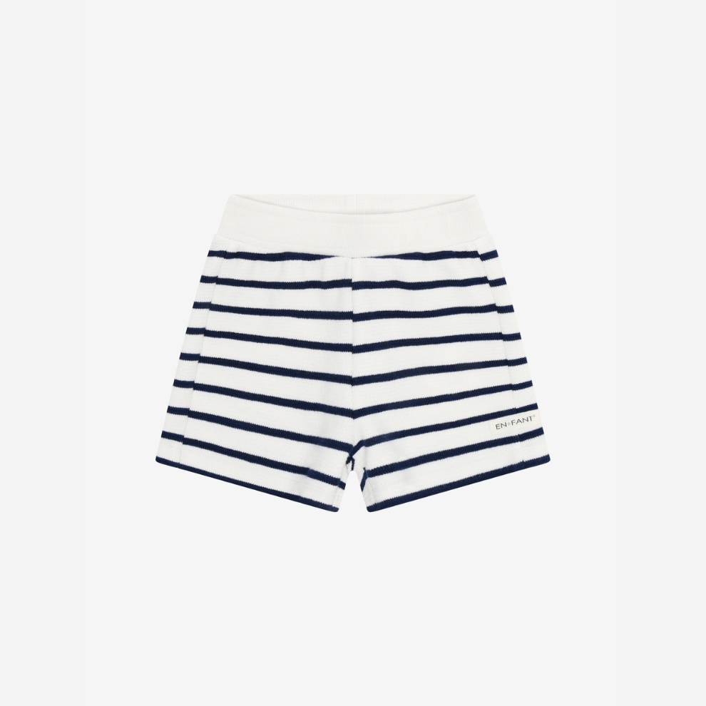 Striped Shorts - Sweat Shorts - Medieval Blue Stripe - Cotton - En Fant