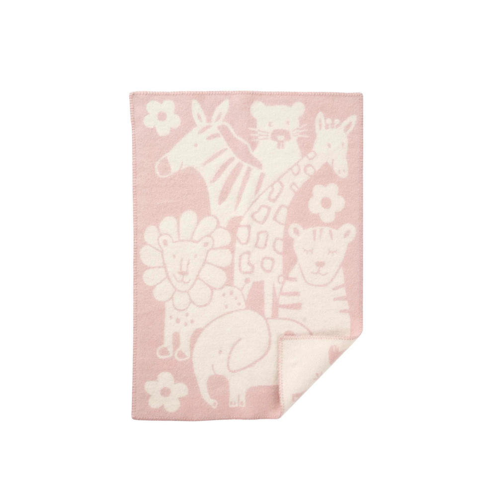 Wiegedecke - Bio-Wolle - 65x90cm - Pink/Picnic - Klippan