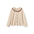 Blouse met ruffle kraagje - Sand Flower Print - 100% biologisch katoen - Copenhagen Colors - voorkant