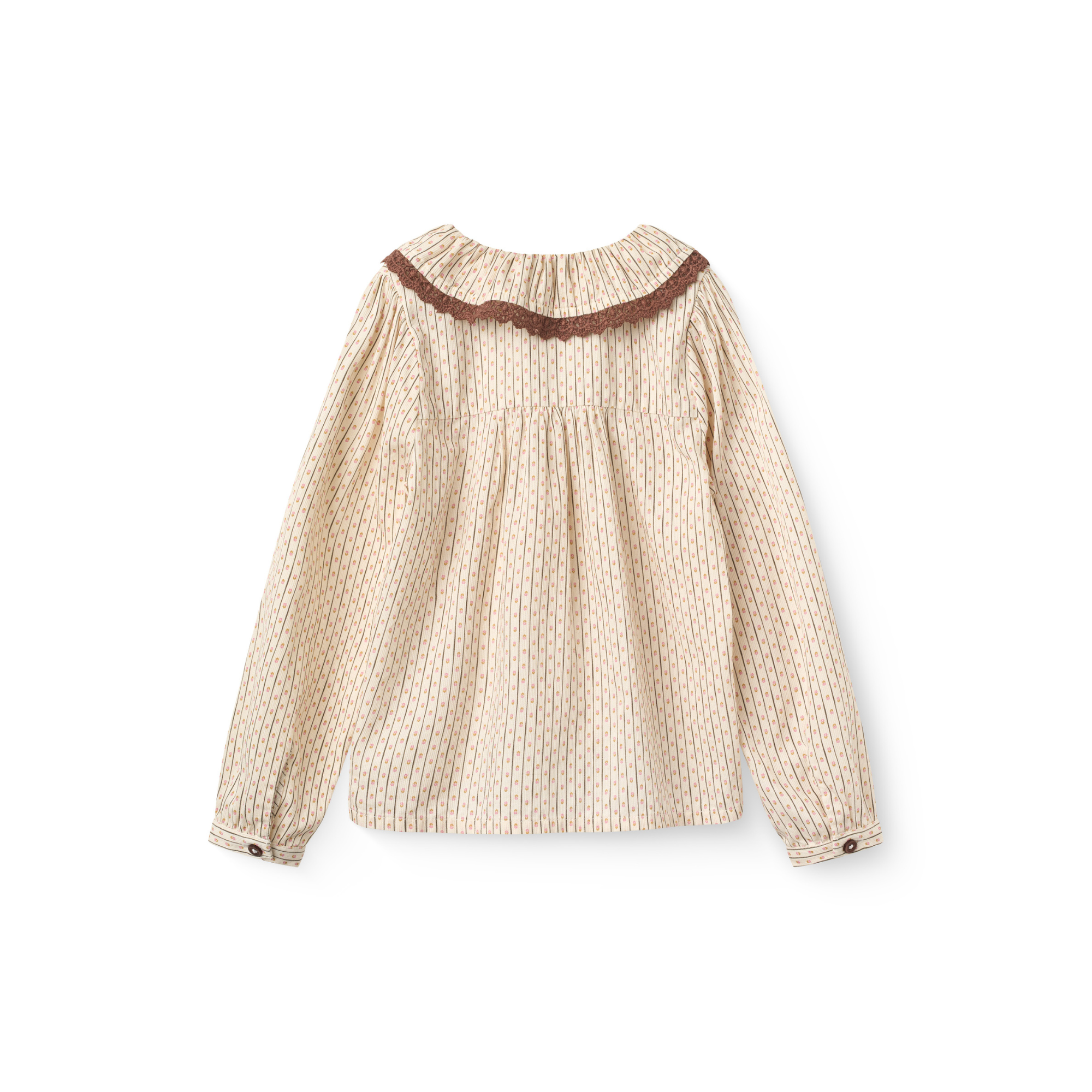Blouse met ruffle kraagje - Sand Flower Print - 100% biologisch katoen - Copenhagen Colors - achterkant