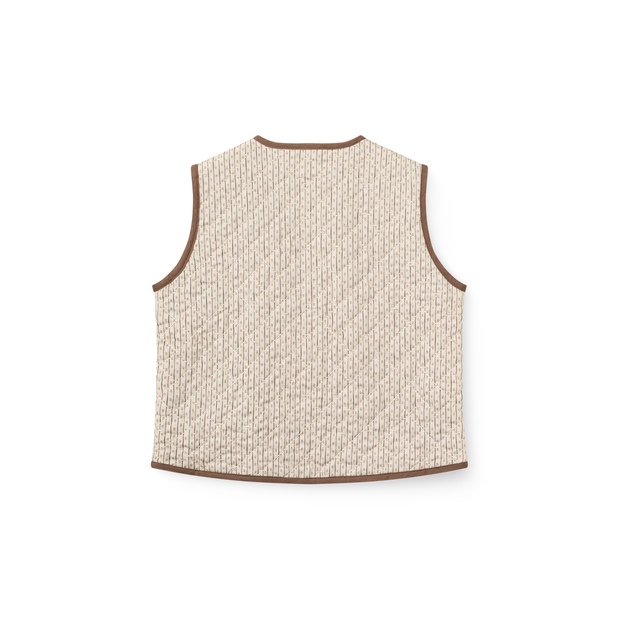 Gilet doorgestikt met kant - Sand Flower Print - Katoen - Copenhagen Colors - achterkant