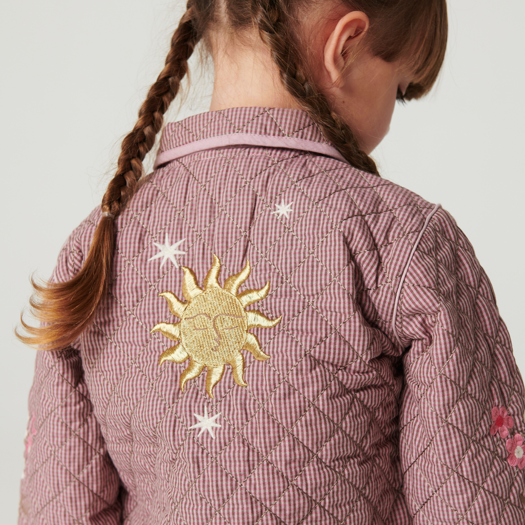 Geruit quilted jasje met borduursel - Winter Rose Check Comb - Katoen - Copenhagen Colors - detail achterkant