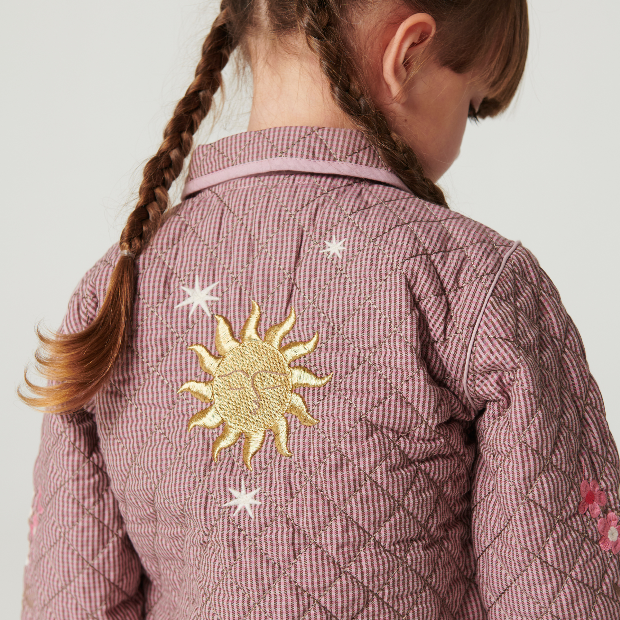 Geruit quilted jasje met borduursel - Winter Rose Check Comb - Katoen - Copenhagen Colors - detail achterkant