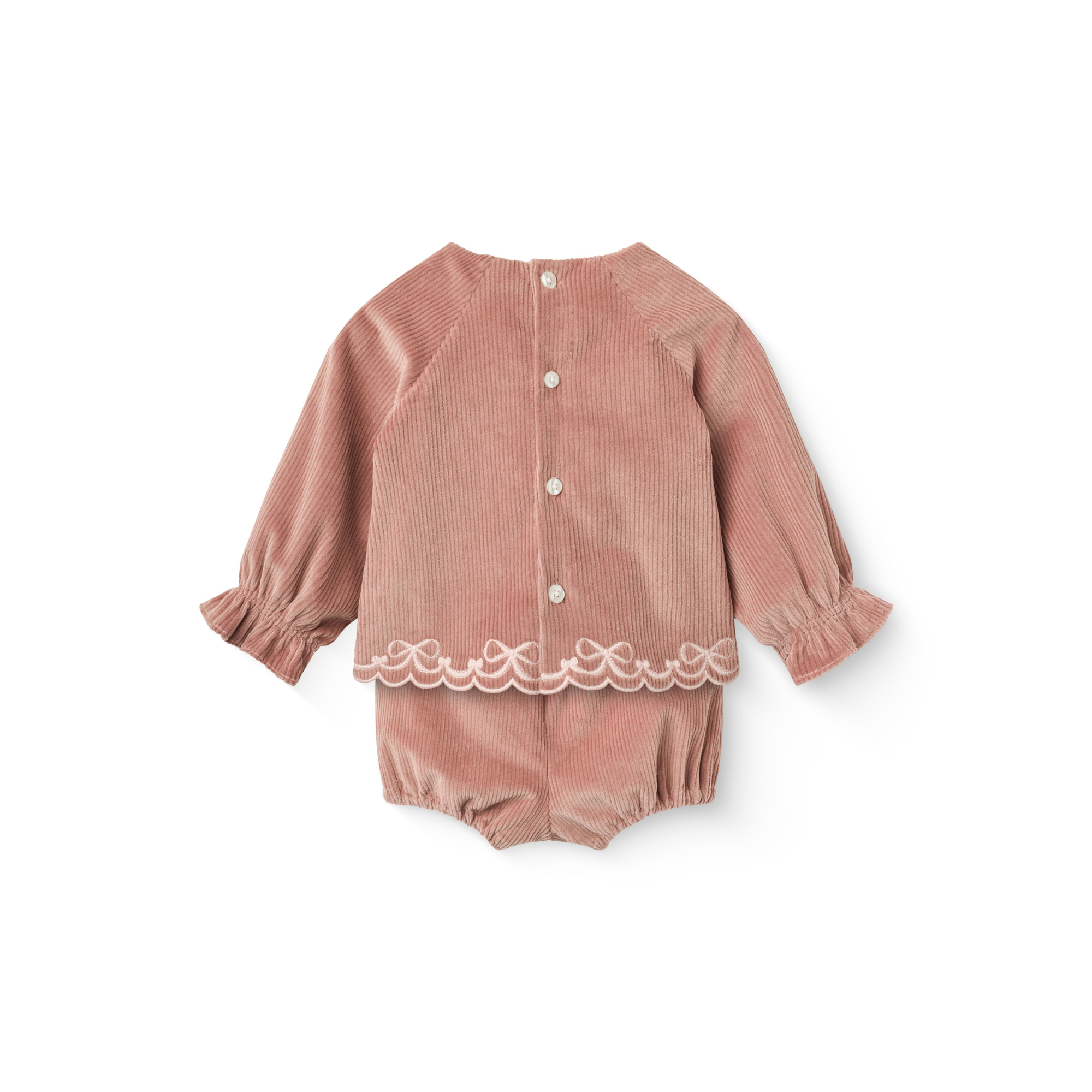 Corduroy baby set met borduursel - Winter Rose - Biologisch katoen - Copenhagen Colors - achterkant